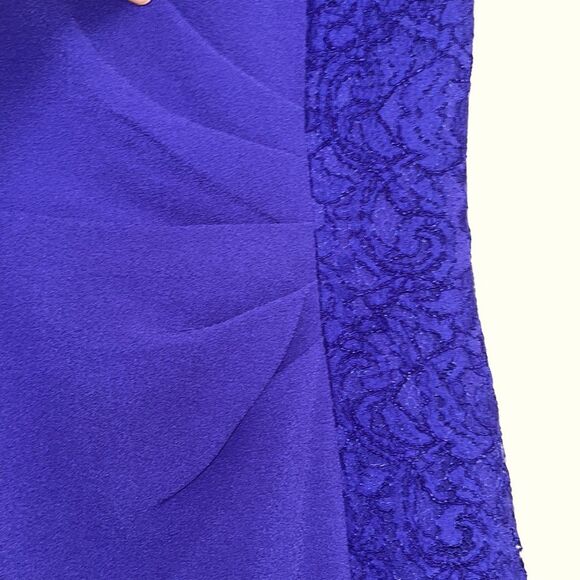 Women’s Calvin Klein royal blue formal mini dress with rouching and lace detail - Picture 4 of 7